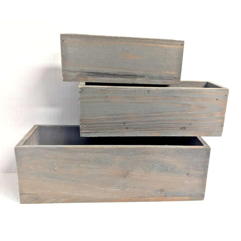 Decorative Wood Boxes 3pc Rectangle Spice Coffee Tea Labels Rustic Storage Gift - Picture 10 of 10